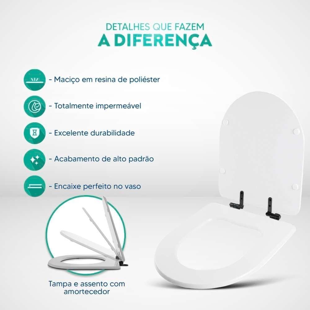 Tampa De Vaso Poliéster Com Fechamento Lento Smart Onix (preto Fosco) Para Louça Celite Com Ferragem Preta - 4