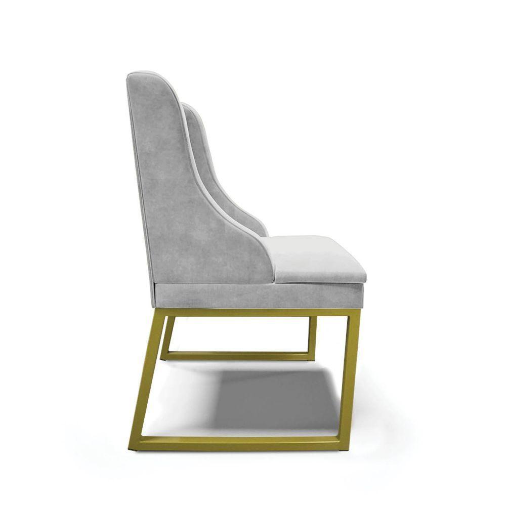 Cadeira Sala De Jantar Industrial Dourado Kit 2 Liz Suede Cinza D03 - D'rossi - 5