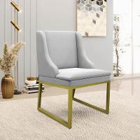 Cadeira Sala De Jantar Industrial Dourado Kit 2 Liz Suede Cinza D03 - D'rossi - 2