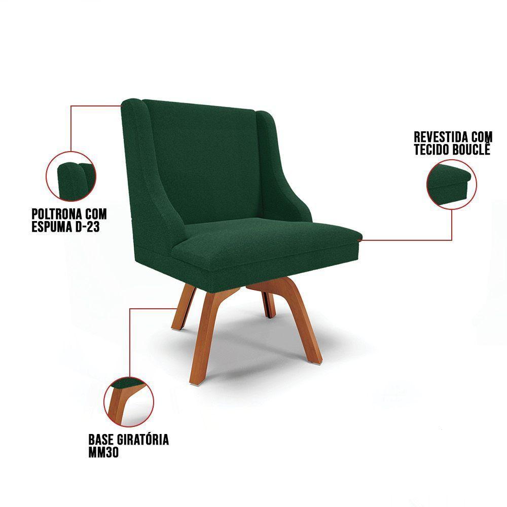 Cadeira Sala De Jantar Giratória Mm35 Liz Bouclê Verde D03 - D'rossi - 3