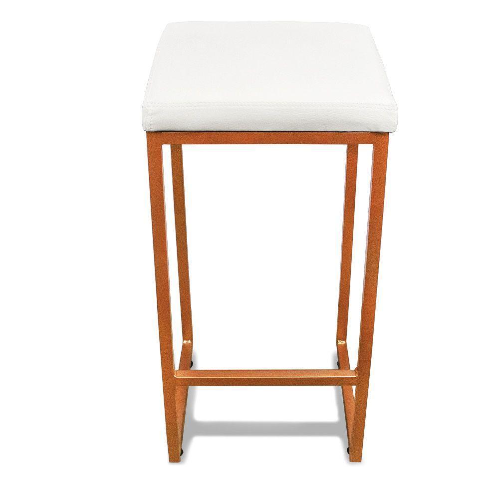 Banqueta Alta Para Cozinha Industrial Kit 2 Nick Bronze E Sintético Branco D03 - D'rossi - 5