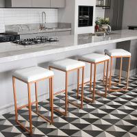 Banqueta Alta Para Cozinha Industrial Kit 2 Nick Bronze E Sintético Branco D03 - D'rossi - 2