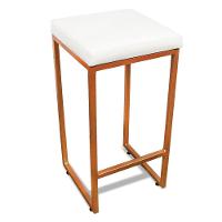 Banqueta Alta Para Cozinha Industrial Kit 2 Nick Bronze E Sintético Branco D03 - D'rossi - 6