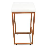 Banqueta Alta Para Cozinha Industrial Kit 2 Nick Bronze E Sintético Branco D03 - D'rossi - 7