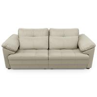 Sofá Retrátil Para Sala De Estar 3 Lugares 215cm Riza S03 Couro Bege Pérola - Lyam Decor - 6