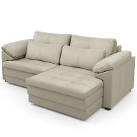 Sofá Retrátil Para Sala De Estar 3 Lugares 215cm Riza S03 Couro Bege Pérola - Lyam Decor - 9