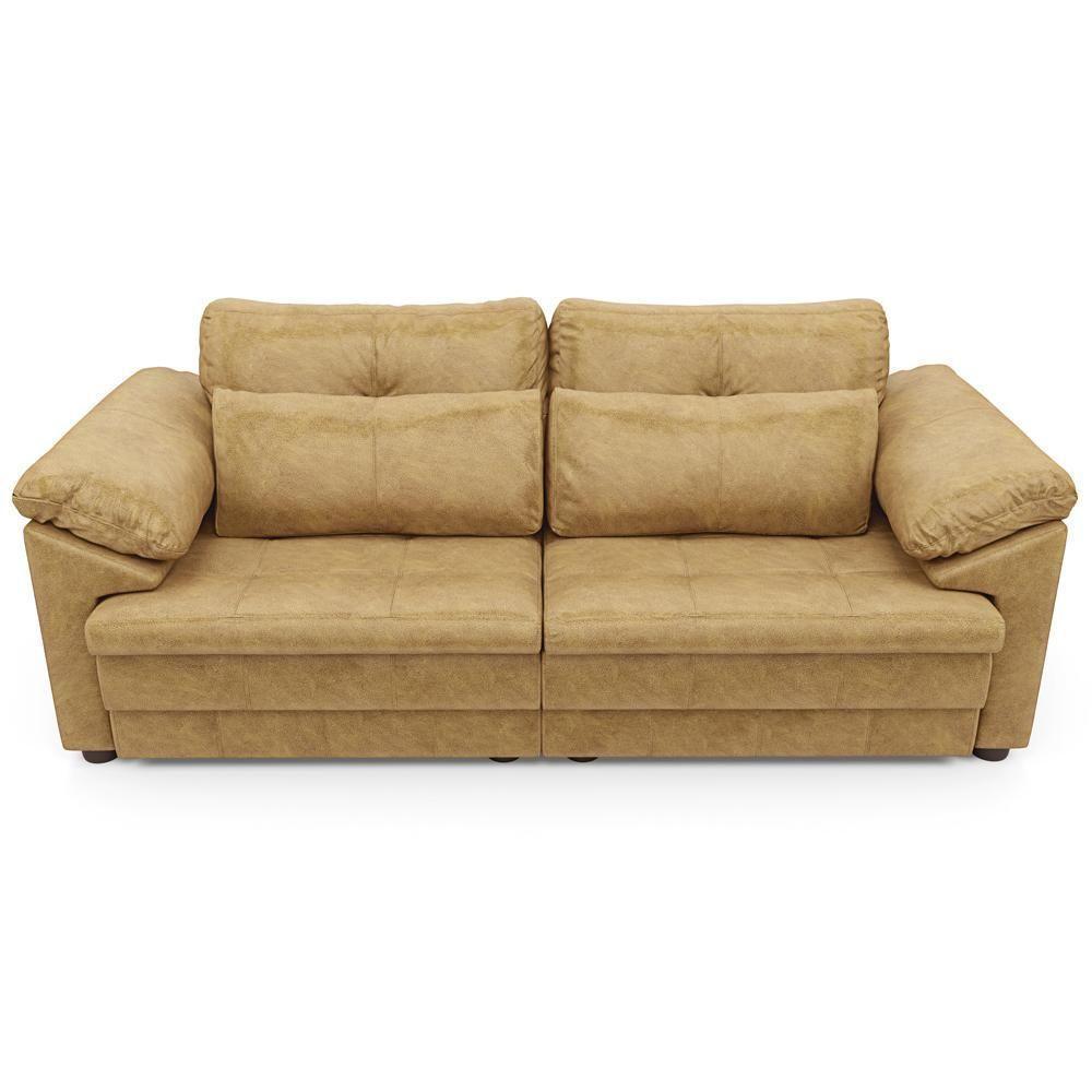 Sofá Retrátil Para Sala De Estar 2 Lugares 175cm Riza S03 Couro Soft Bege - Lyam Decor - 6