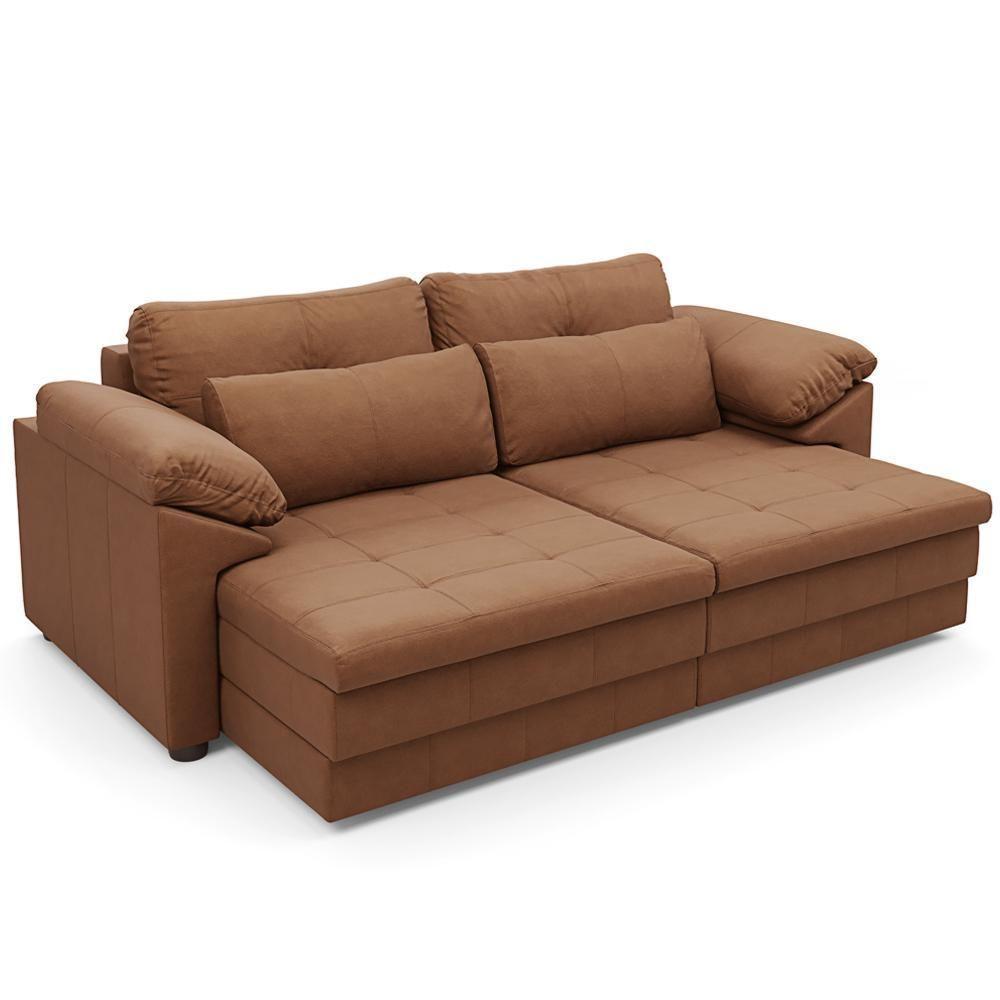 Sofá Retrátil Para Sala De Estar 2 Lugares 175cm Riza S03 Couro Soft Mel - Lyam Decor - 1
