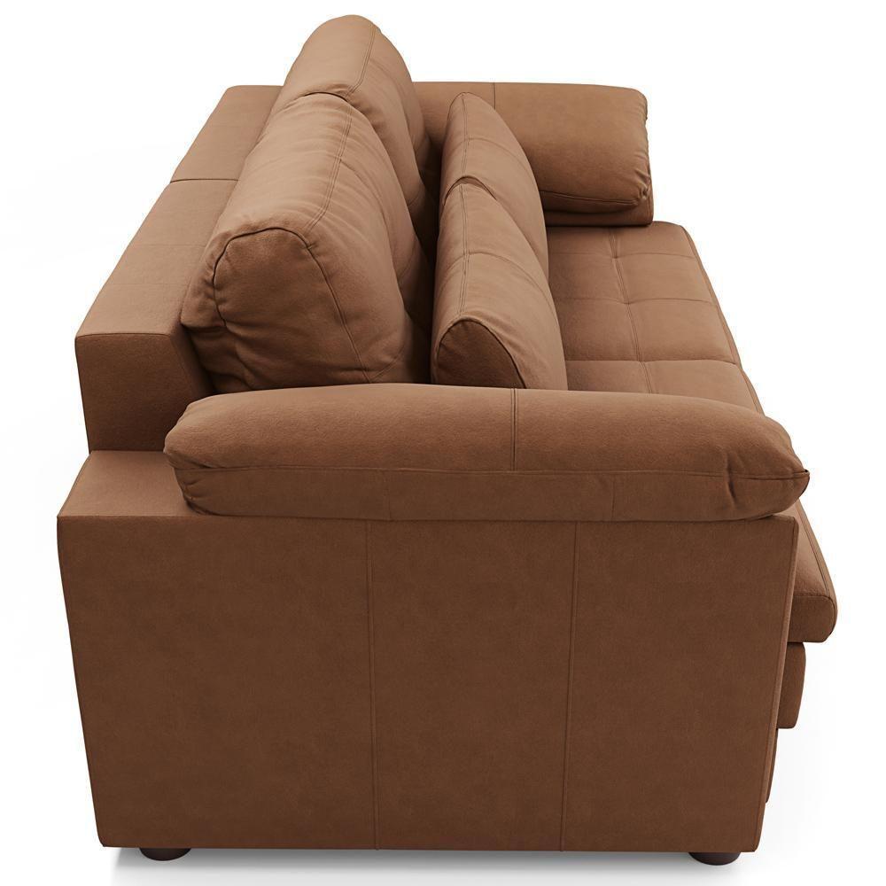 Sofá Retrátil Para Sala De Estar 2 Lugares 175cm Riza S03 Couro Soft Mel - Lyam Decor - 10