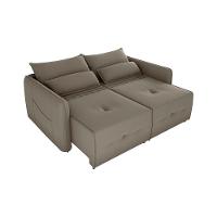 Sofá Cama 2 Lugares Com Almofadas 205cm Celine Matrix Veludo Capuccino - 2