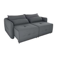 Sofá Cama 2 Lugares Com Almofadas 205cm Celine Matrix Veludo Cinza - 2