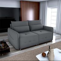 Sofá Cama 2 Lugares Com Almofadas 205cm Celine Matrix Veludo Cinza - 4