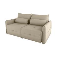Sofá Cama 2 Lugares Com Almofadas 205cm Celine Matrix Suede Bege - 1