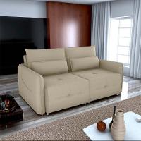 Sofá Cama 2 Lugares Com Almofadas 205cm Celine Matrix Suede Bege - 4