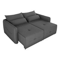 Sofá Cama 2 Lugares Com Almofadas 205cm Celine Matrix Suede Cinza - 3