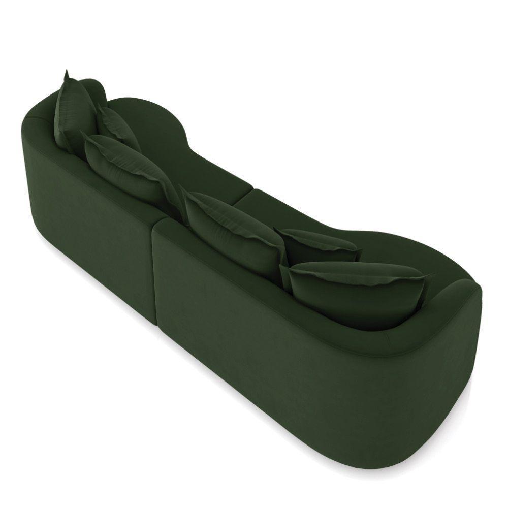 Sofá 5 Lugares Orgânico Living 290cm Mersa Veludo Verde K01 - D'rossi - 3