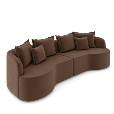 Sofá 5 Lugares Orgânico Living 290cm Mersa Veludo Marrom K01 - D'rossi