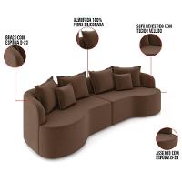 Sofá 5 Lugares Orgânico Living 290cm Mersa Veludo Marrom K01 - D'rossi - 3