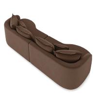 Sofá 5 Lugares Orgânico Living 290cm Mersa Veludo Marrom K01 - D'rossi - 7