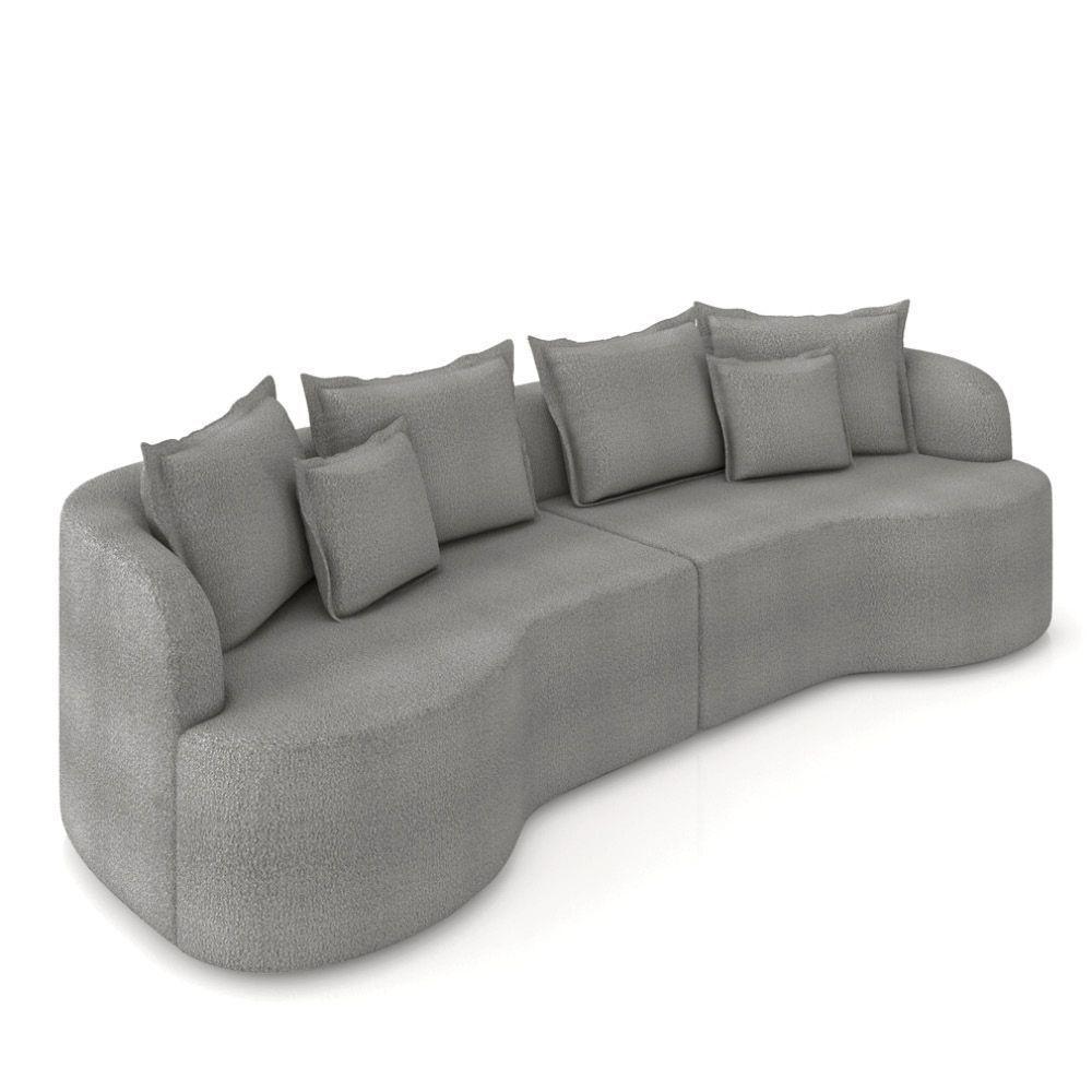 Sofá 4 Lugares Orgânico Living 250cm Mersa Bouclê Cinza K01 - D'rossi - 1