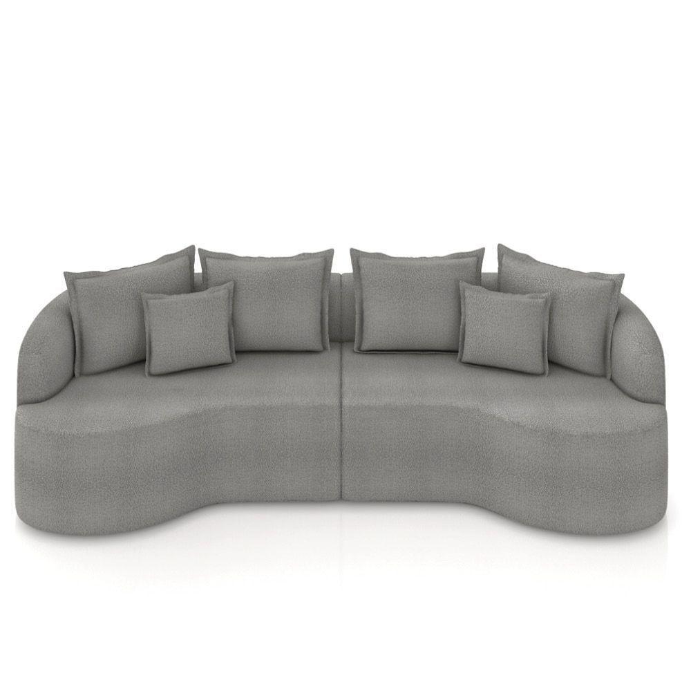 Sofá 4 Lugares Orgânico Living 250cm Mersa Bouclê Cinza K01 - D'rossi - 5
