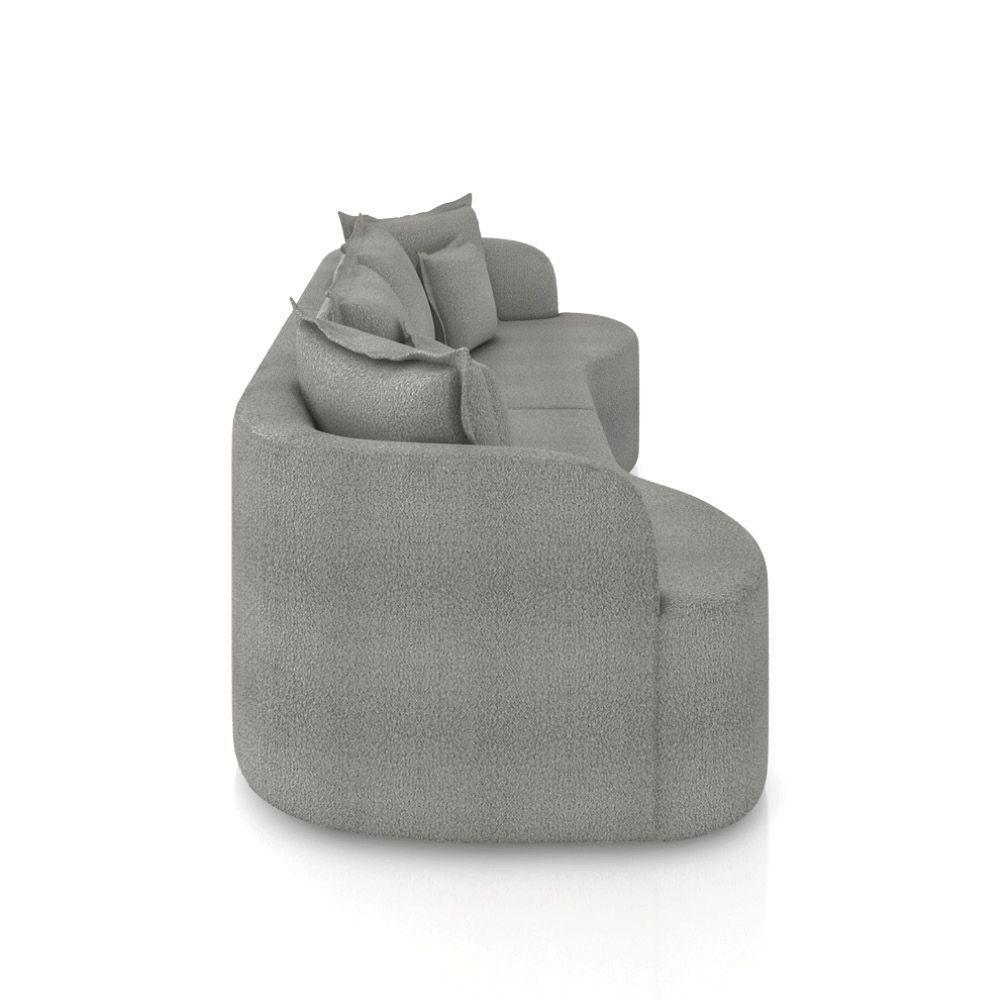 Sofá 4 Lugares Orgânico Living 250cm Mersa Bouclê Cinza K01 - D'rossi - 6