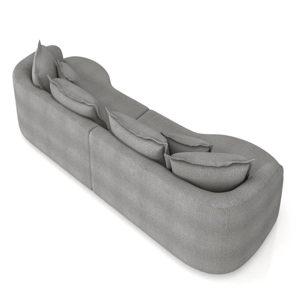 Sofá 4 Lugares Orgânico Living 250cm Mersa Bouclê Cinza K01 - D'rossi - 7