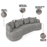 Sofá 4 Lugares Orgânico Living 250cm Mersa Bouclê Cinza K01 - D'rossi - 3