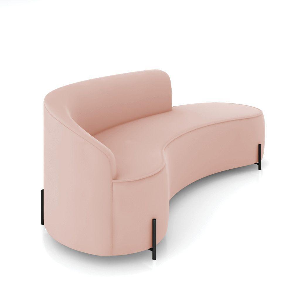 Sofá 4 Lugares Orgânico 220cm Pé Ferro Preto Morgan Veludo Rosê D03 - D'rossi - 6