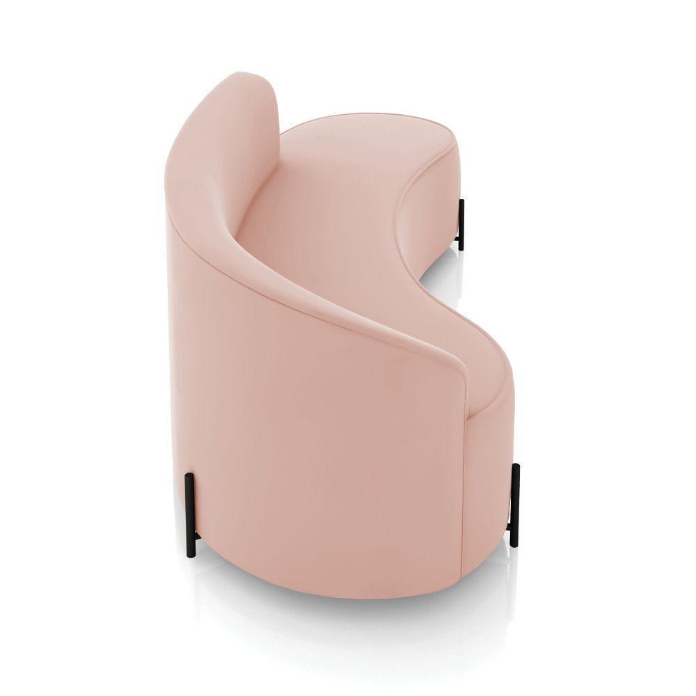 Sofá 4 Lugares Orgânico 220cm Pé Ferro Preto Morgan Veludo Rosê D03 - D'rossi - 7