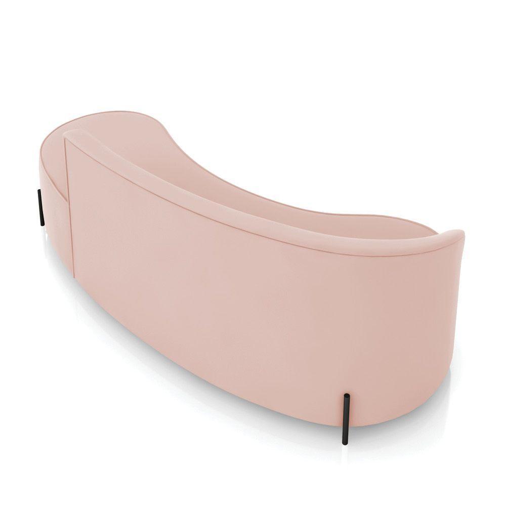 Sofá 4 Lugares Orgânico 220cm Pé Ferro Preto Morgan Veludo Rosê D03 - D'rossi - 8