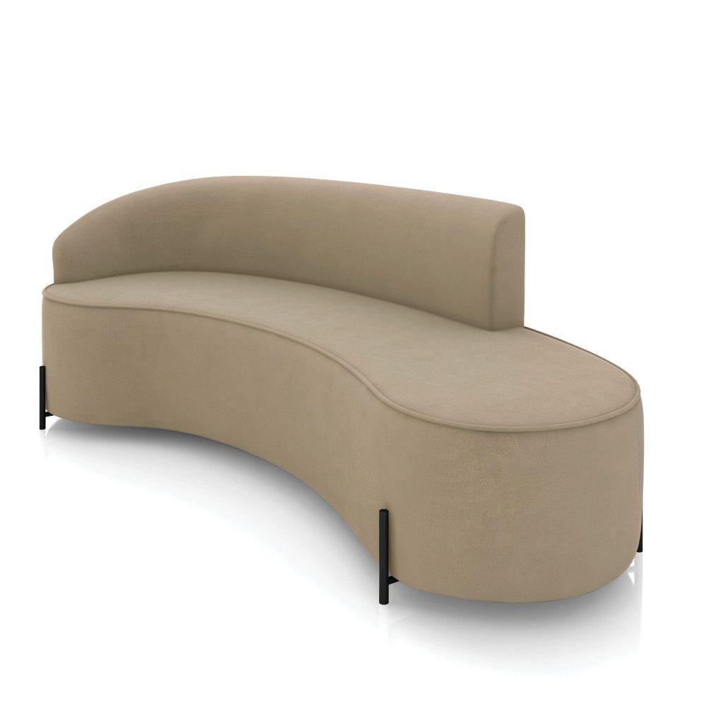 Sofá 4 Lugares Orgânico 220cm Pé Ferro Preto Morgan Suede Marrom R D03 - D'rossi - 1