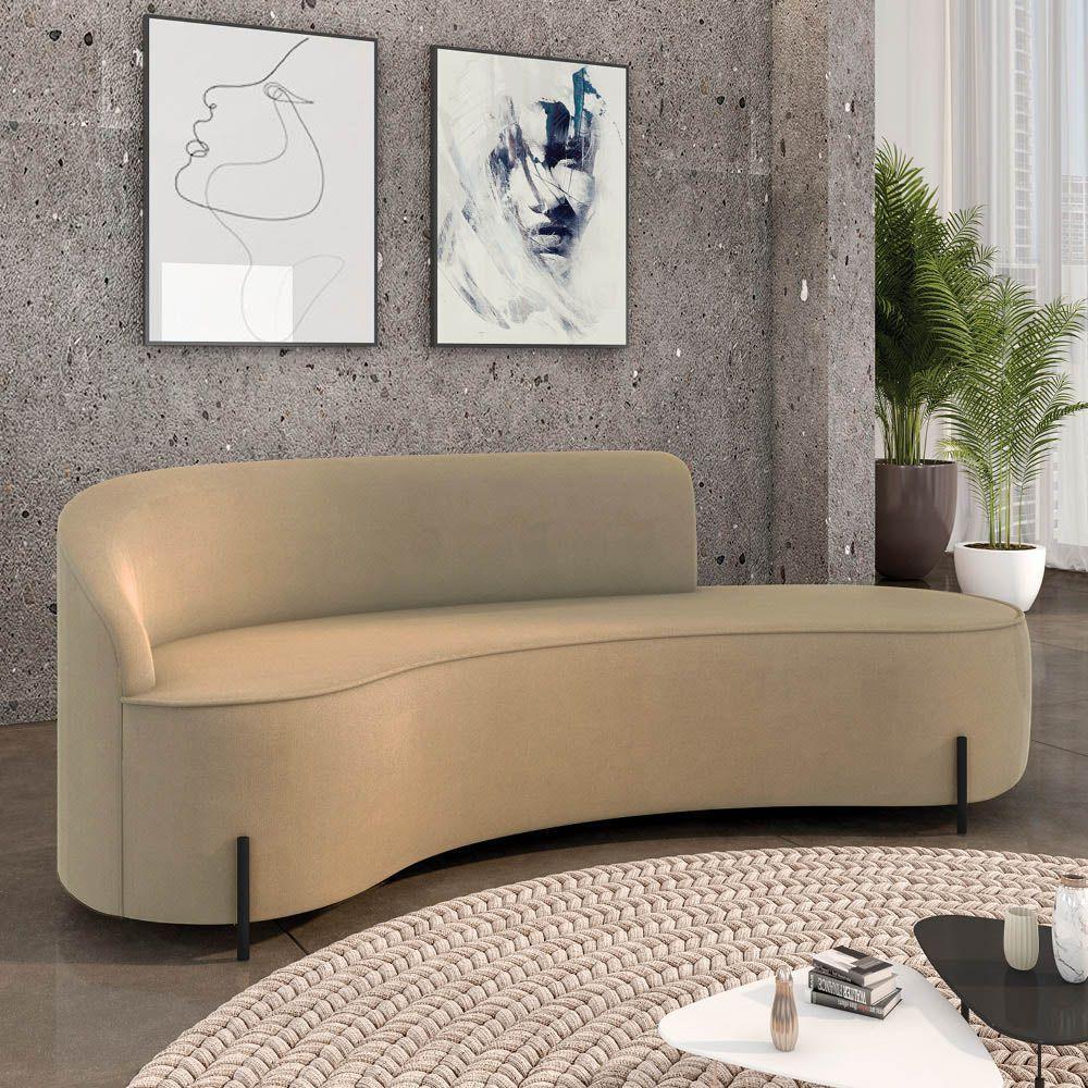 Sofá 4 Lugares Orgânico 220cm Pé Ferro Preto Morgan Suede Marrom R D03 - D'rossi - 2