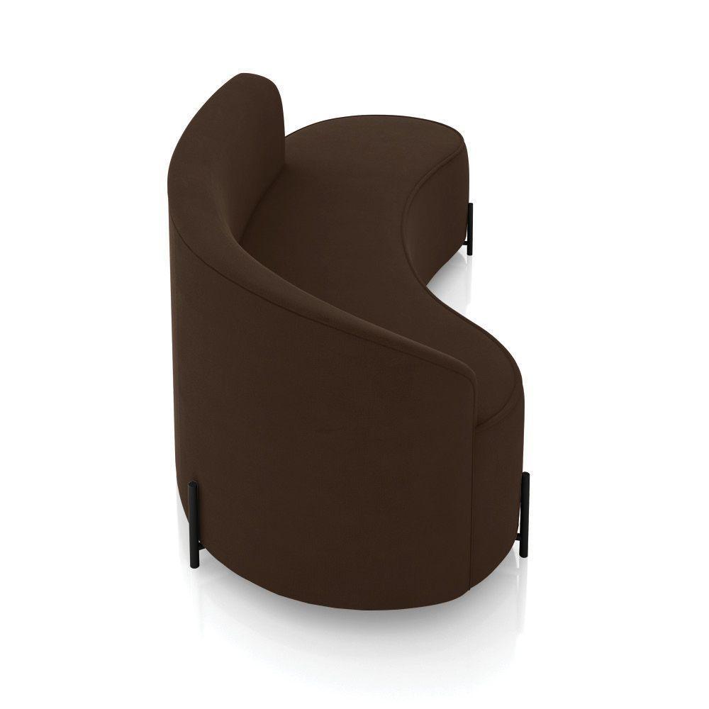 Sofá 4 Lugares Orgânico 220cm Pé Ferro Preto Morgan Suede Marrom D03 - D'rossi - 7