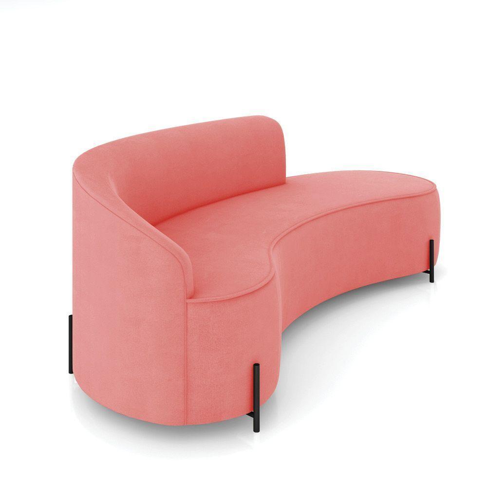 Sofá 4 Lugares Orgânico 220cm Pé Ferro Preto Morgan Suede Rosê D03 - D'rossi - 6