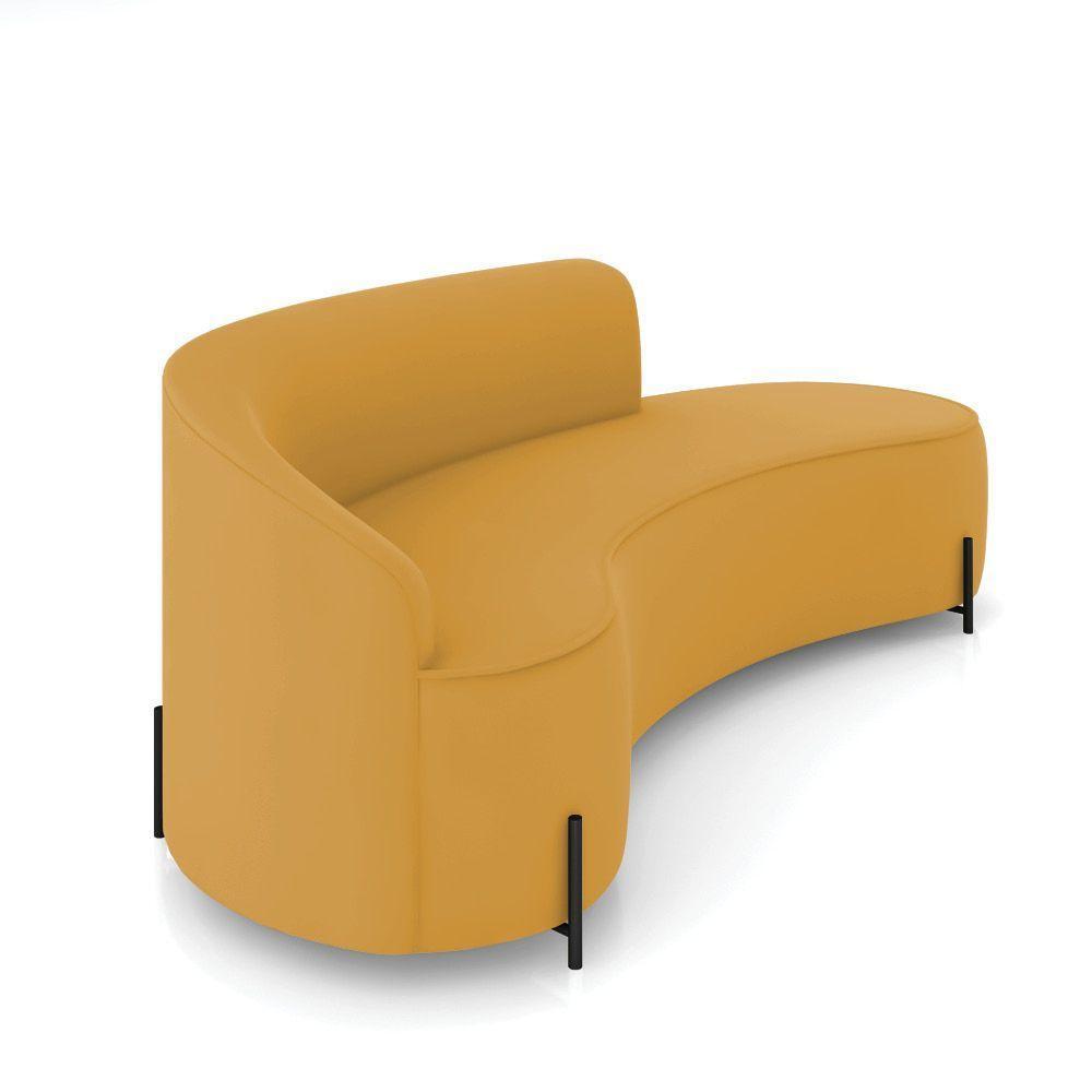 Sofá 4 Lugares Orgânico 220cm Pé Ferro Preto Morgan Veludo Mostarda D03 - D'rossi - 6