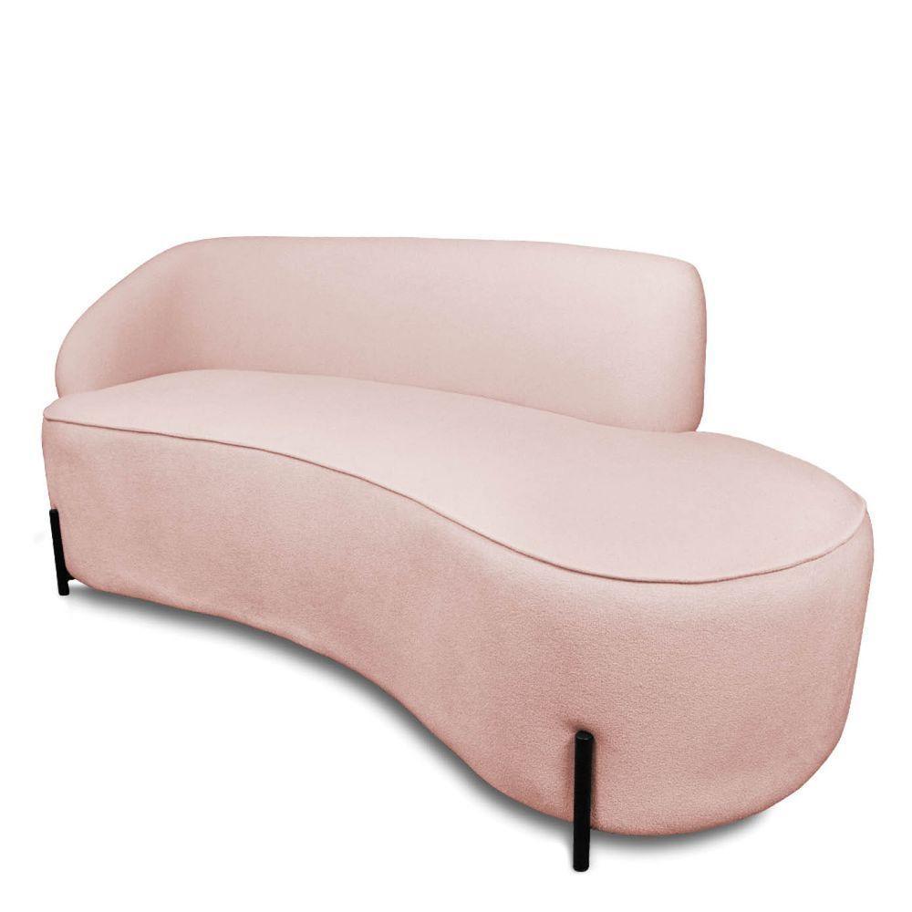 Sofá 4 Lugares Orgânico 220cm Pé Ferro Preto Morgan Bouclê Rosê D03 - D'rossi - 1