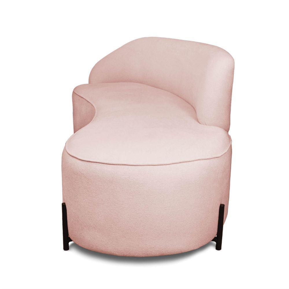 Sofá 4 Lugares Orgânico 220cm Pé Ferro Preto Morgan Bouclê Rosê D03 - D'rossi - 6