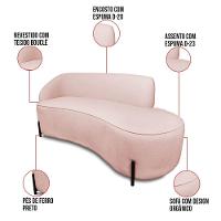 Sofá 4 Lugares Orgânico 220cm Pé Ferro Preto Morgan Bouclê Rosê D03 - D'rossi - 2