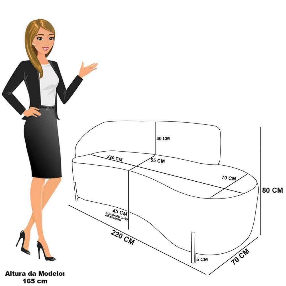 Sofá 4 Lugares Orgânico 220cm Pé Ferro Preto Morgan Bouclê Terra D03 - D'rossi - 3