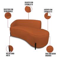 Sofá 4 Lugares Orgânico 220cm Pé Ferro Preto Morgan Bouclê Terra D03 - D'rossi - 2