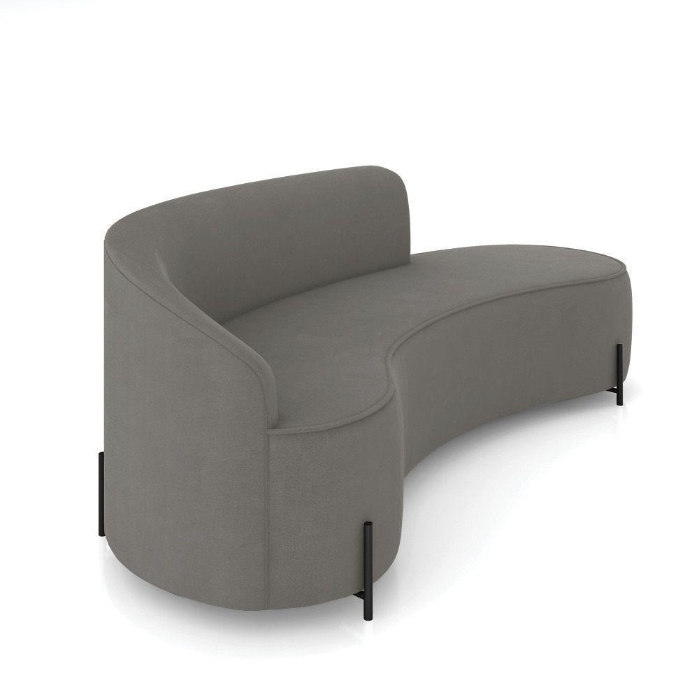 Sofá 4 Lugares Orgânico 220cm Pé Ferro Preto Morgan Suede Grafite D03 - D'rossi - 6