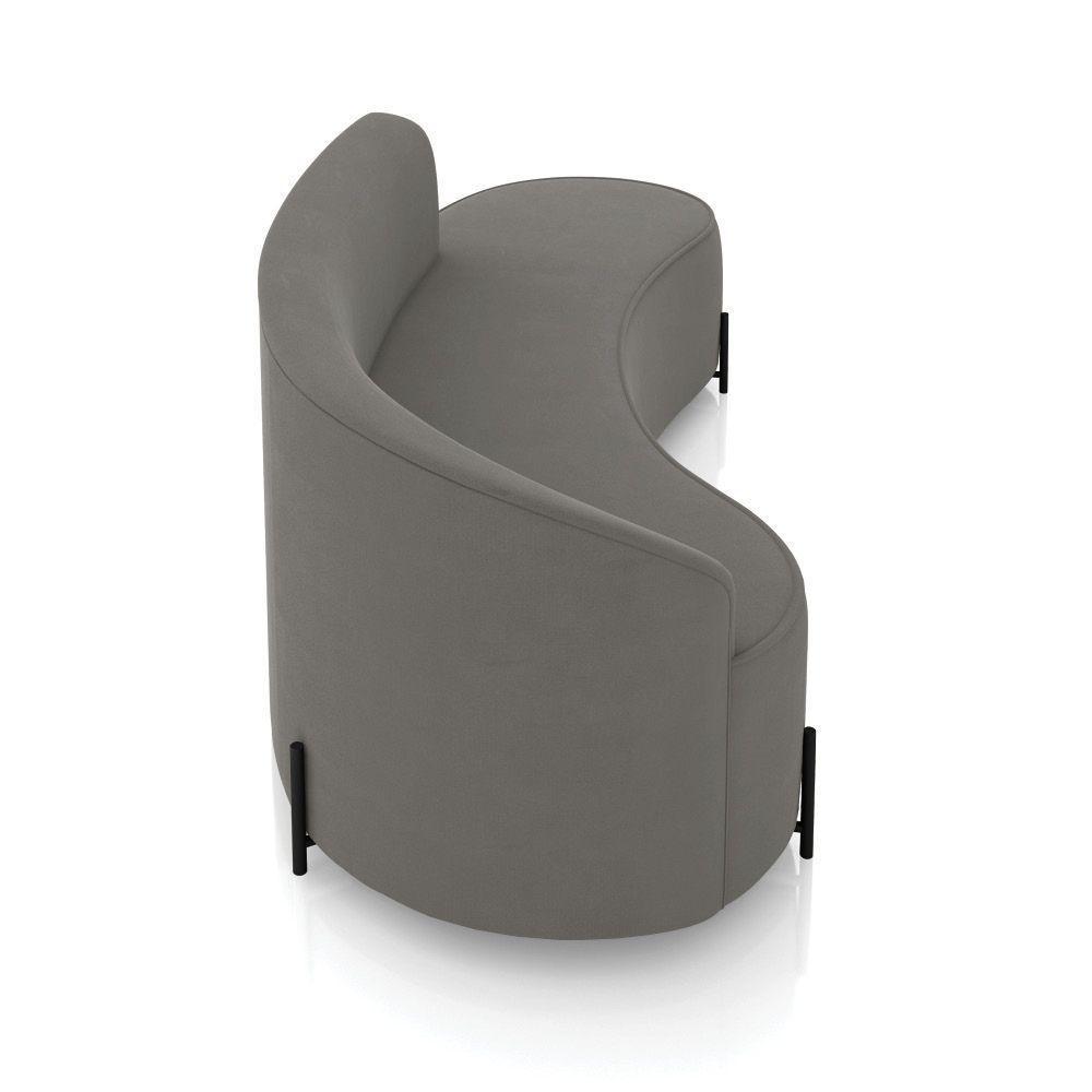 Sofá 4 Lugares Orgânico 220cm Pé Ferro Preto Morgan Suede Grafite D03 - D'rossi - 7