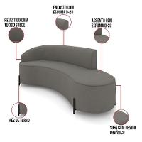 Sofá 4 Lugares Orgânico 220cm Pé Ferro Preto Morgan Suede Grafite D03 - D'rossi - 3