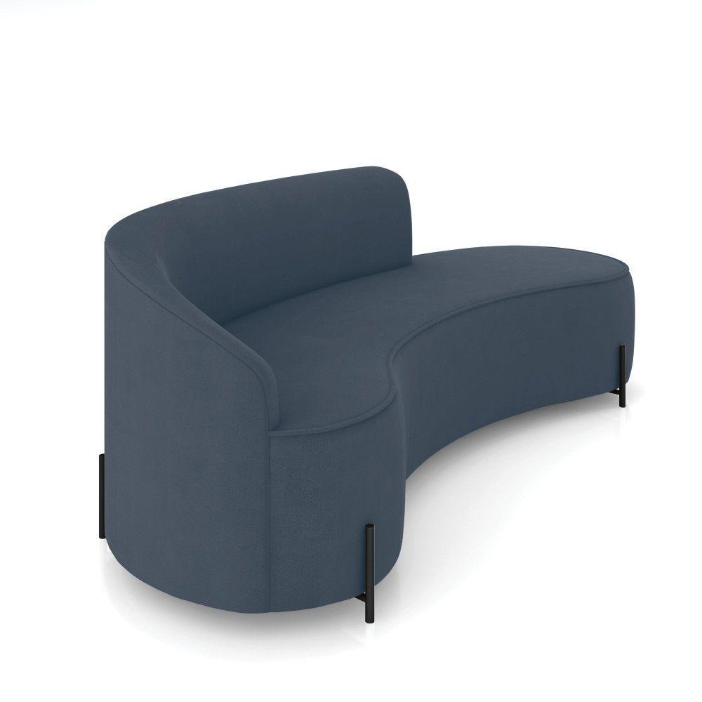 Sofá 4 Lugares Orgânico 220cm Pé Ferro Preto Morgan Suede Azul Mar D03 - D'rossi - 6