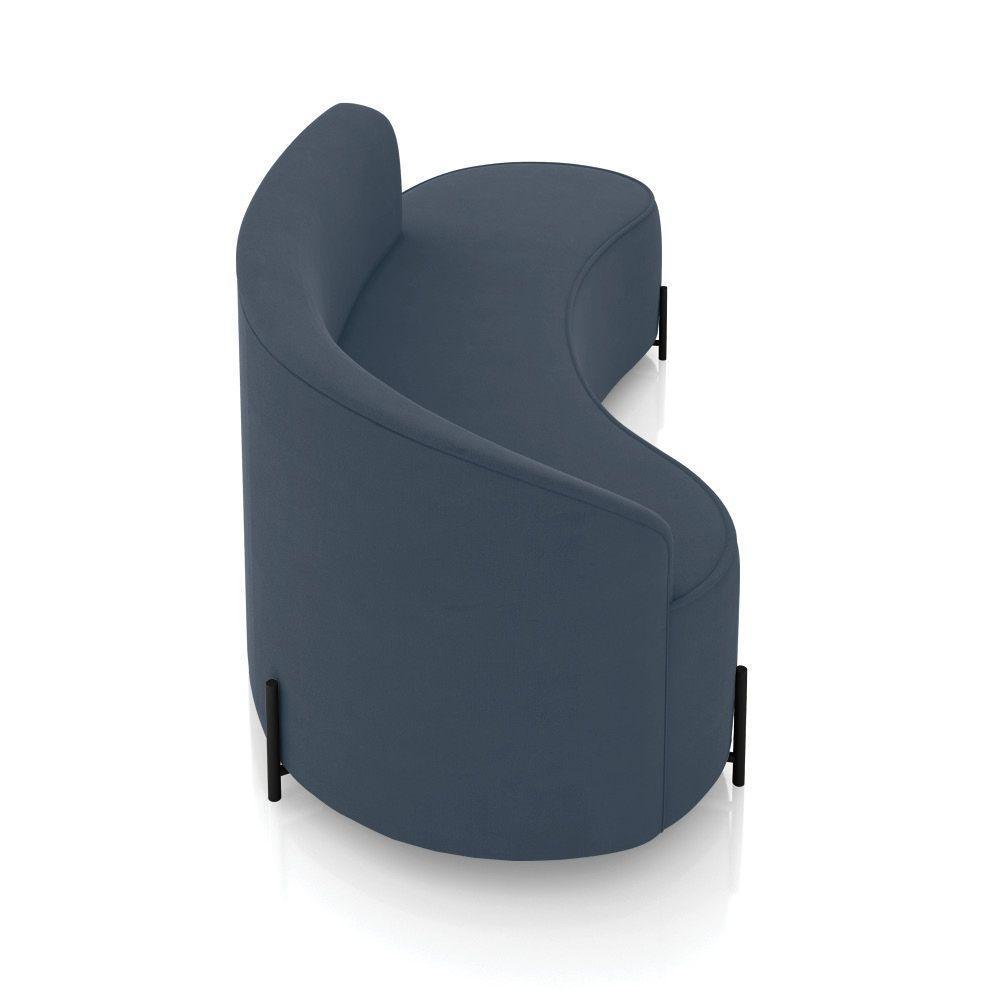 Sofá 4 Lugares Orgânico 220cm Pé Ferro Preto Morgan Suede Azul Mar D03 - D'rossi - 7