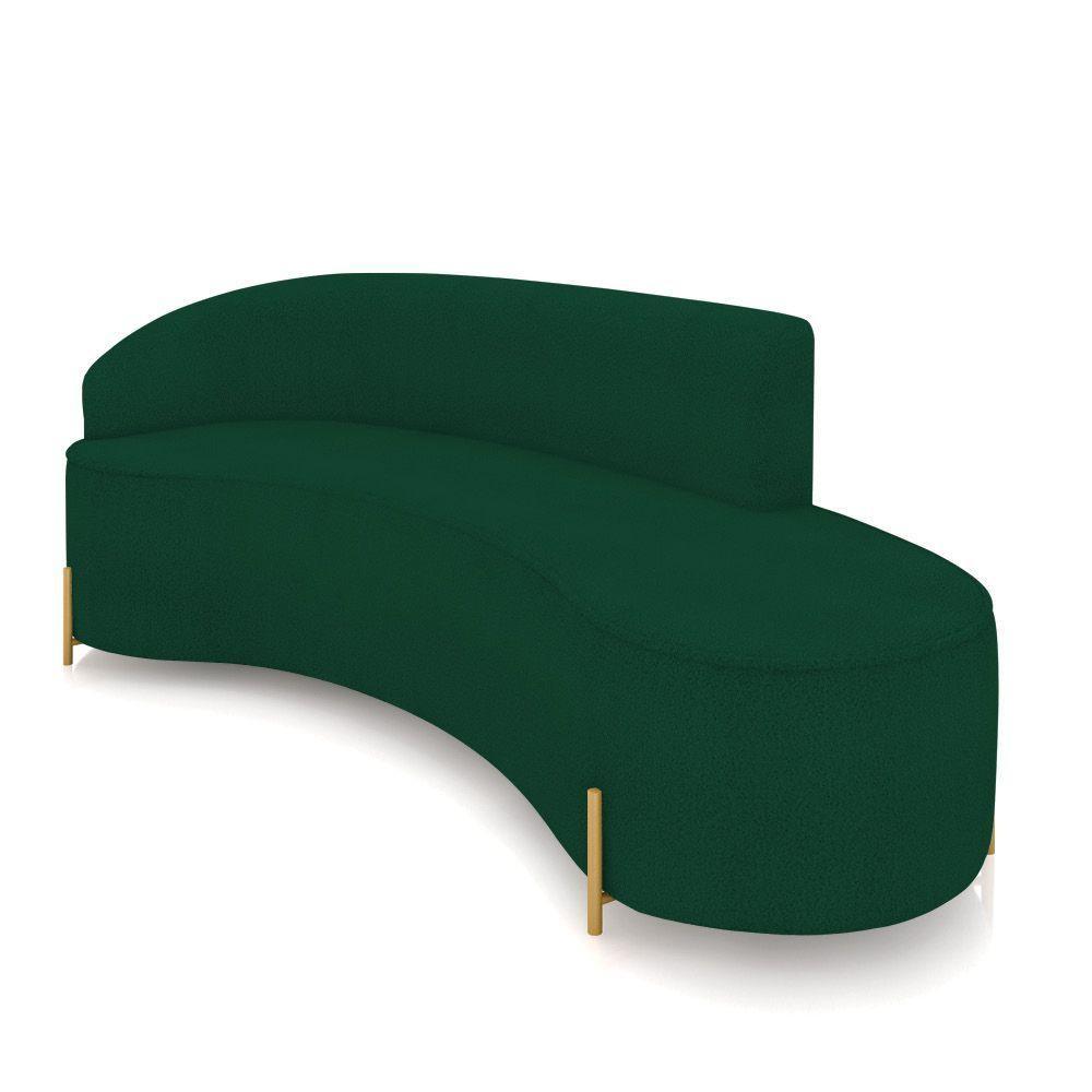 Sofá 4 Lugares Orgânico 220cm Pé Dourado Morgan Bouclê Verde D03 - D'rossi - 1