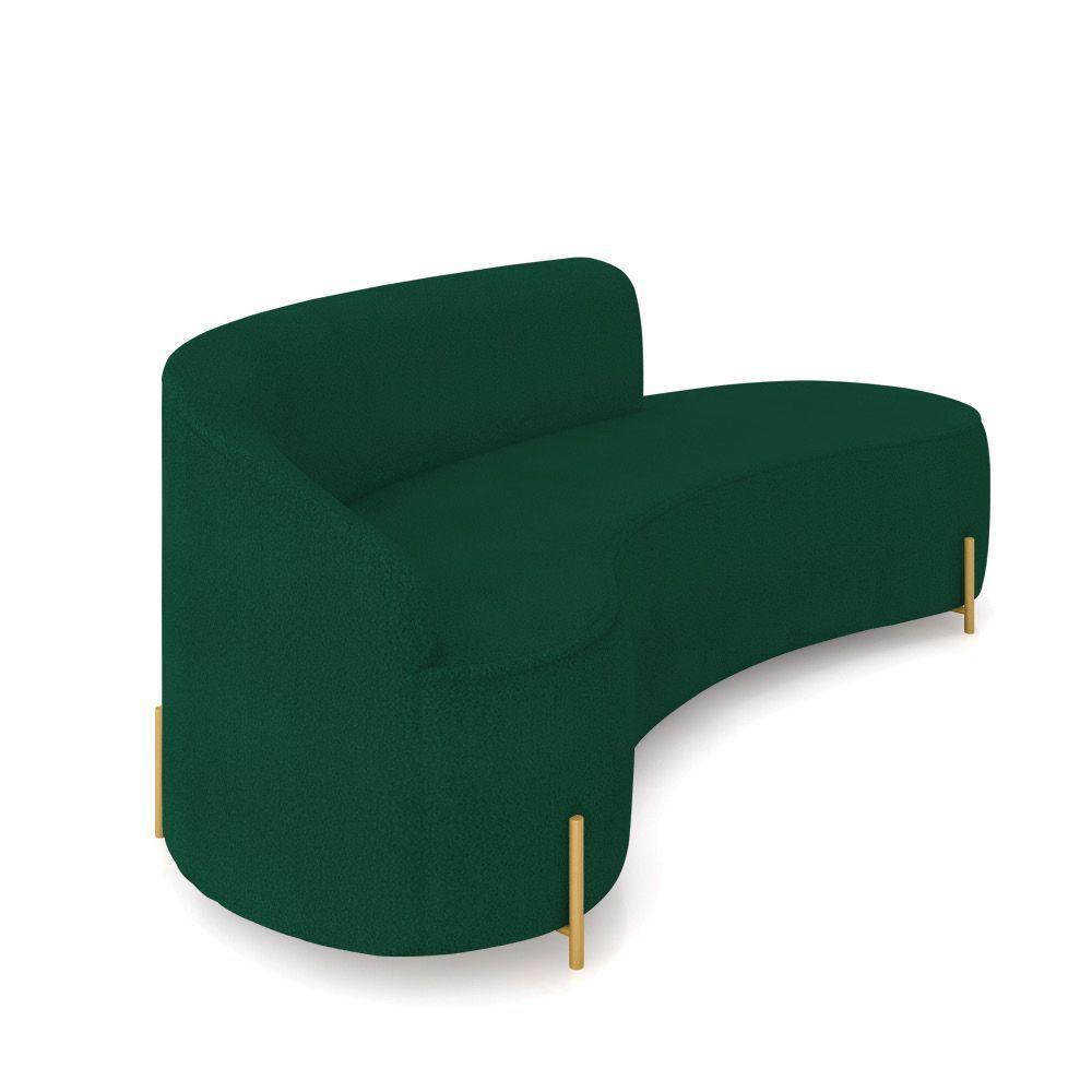 Sofá 4 Lugares Orgânico 220cm Pé Dourado Morgan Bouclê Verde D03 - D'rossi - 6