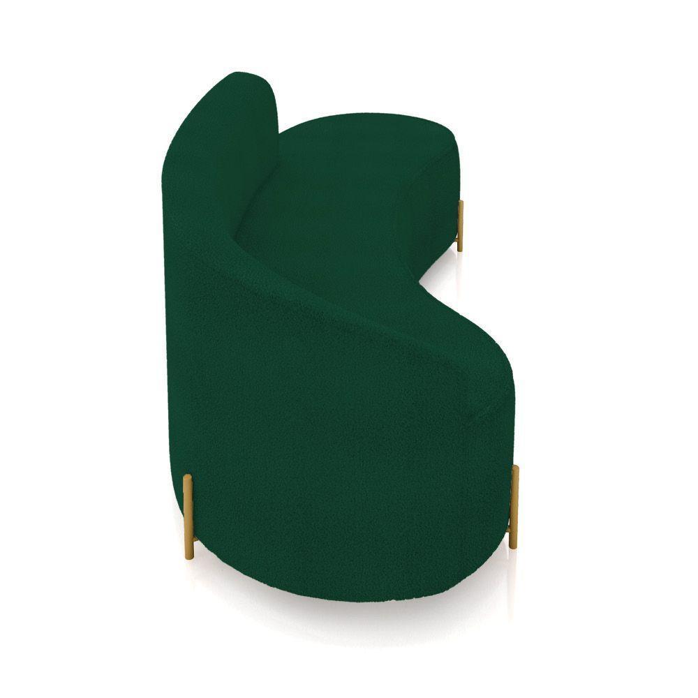 Sofá 4 Lugares Orgânico 220cm Pé Dourado Morgan Bouclê Verde D03 - D'rossi - 7