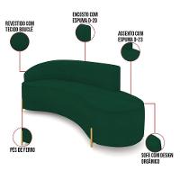 Sofá 4 Lugares Orgânico 220cm Pé Dourado Morgan Bouclê Verde D03 - D'rossi - 3